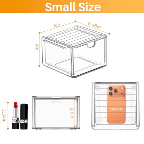 Stackable Stroage Drawers, Acrylic Makeup Organizer, Plastic Storage Bins For Vanity, Undersink, Kitchen Cabinets, Pantry, Home Organization ? Clear