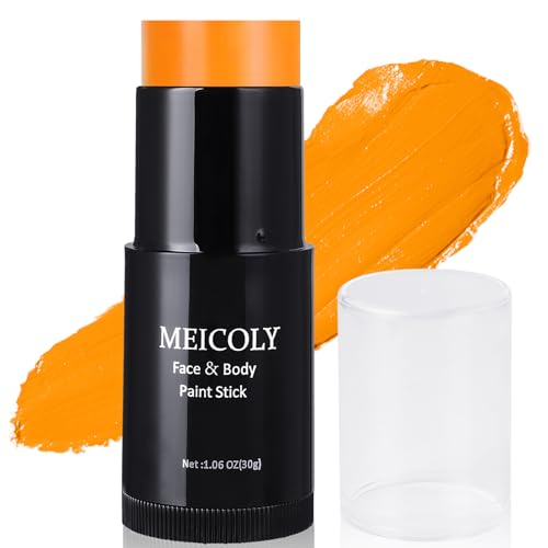 MEICOLY Orange Face Body Paint Stick(1.06 Oz),Cream Face Paint for Halloween Pumpkin Tiger Special Effects SFX Makeup,Orange Eye Black Baseball/Softball,Sweatproof & Waterproof