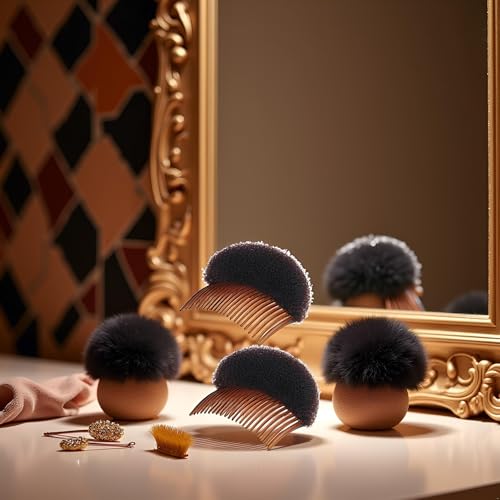 2pcs Brown Women Soft Sponge Foam Hair,Clip Hair Comb Braid Tool Styling Accessories,Base Inserts Bump Up Hair Pads Styling Stick Bun Maker Braid Tool Barrettes