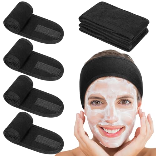 obeoby 4 Pack Spa Facial Headbands for Women, Adjustable Face Wash Headband Make Up Wrap Head Stocking Stuffers for Women Girls