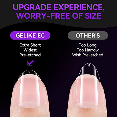 Gelike EC Nail Tips Almond for Salon: Almond Short Soft Gel Nail Tips for Manicure 240 Pcs 18 Sizes