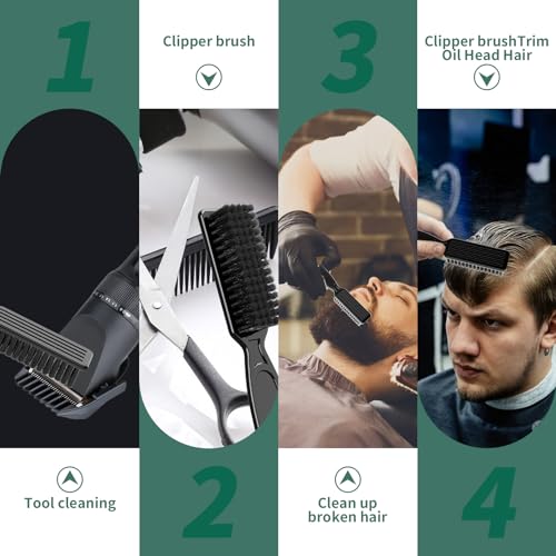 10 Pcs Barber Clipper Cleaning Brush, Barber Accessories Supplies, Blade Trimmer Cleaning Mini Brush Bulk Set Duster Manicure Nylon Brush Hair Styling Tool (Black)