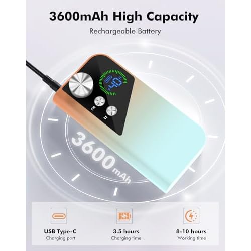 Nail Drill 40000RPM - Rechargeable Nail File with Bits, Professional E-Filer for Acrylic Nails, Gel Polishing, Manicure & Pedicure E File with Large HD LCD Screen - M96 Orange