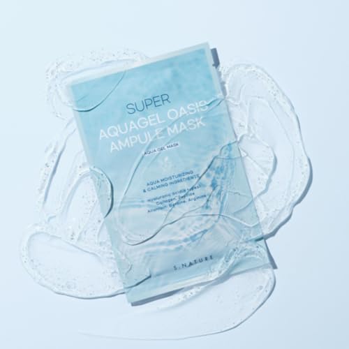 SUPER AQUAGEL OASIS AMPULE MASK | Hydrating, Soothing, Blemish Care | Hyaluronic Acid, Allantoin | Korean Face Mask (10 Count (Pack of 1)