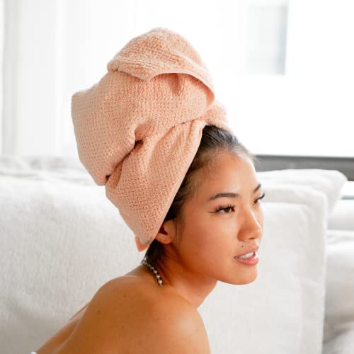 VOLO Cloud Pink Hero Hair Towel + Facial Spa Headband for Women | Wrap Towel + Headband For Washing Face & Makeup | Ultra-Soft, Fast Drying, Anti-Frizz Nanoweave Fabric | Reusable Package | Microfiber