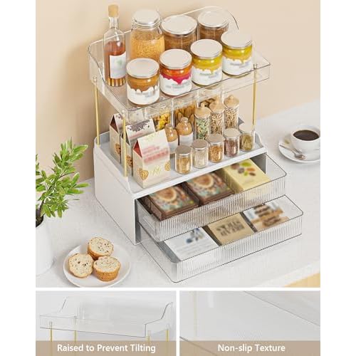 Bathroom Organizers and Storage, Makeup Organizer (Sturdy Durable Attractive), Ideal for Vanity, Countertop, Counter, Perfume, Skincare, Cabinet, Cosmetic, Dresser Organizer (white)