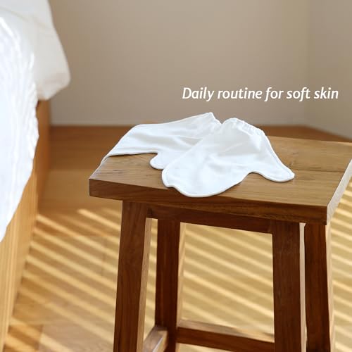Manu&Pod Medium 3 Pairs 100% Organic Cotton Moisturizing Gloves for Dry Hands, Eczema, Psoriasis l Overnight Cream for Women & Men l Wristband, White