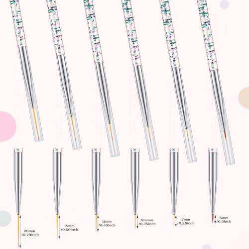 Maitys 6 Pcs Eyeliner Brushes Fine Point Thin Eye Makeup Gel Eyeliner Brush Water Activated Graphic Cosmetic Liner Wands for Eyes Makeup Tools(Bright Style)