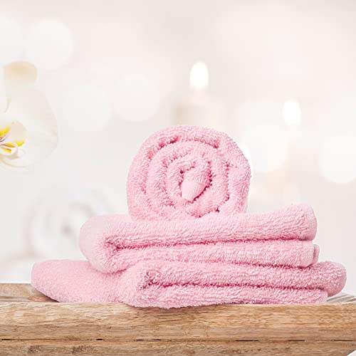 Yoofoss Washcloths Towel Set 10 Pack Baby Rayon Derived from Bamboo Wash Cloth for Bathroom-Hotel-Spa-Kitchen Multi-Purpose Fingertip Towels and Face Cloths 10'' x 10'' - Pink