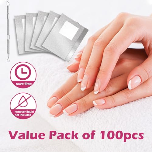 Foil Nail Wraps SHEERBLISS Nail Foils Soak Off 100PCS Nail Foil Wraps For Soak Off Gel Polish Remover,with 1pcs Cuticle Pusher for Removing Nail Polish at Home