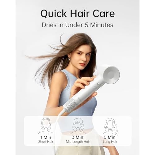 Laifen SE Lite Hair Dryer, Negative Ionic Blow Dryer with 100,000 RPM Brushless Motor for Fast Drying, High-Speed Low Noise Thermo-Control Hairdryer with Lightweight Design for Home/Portable Travel