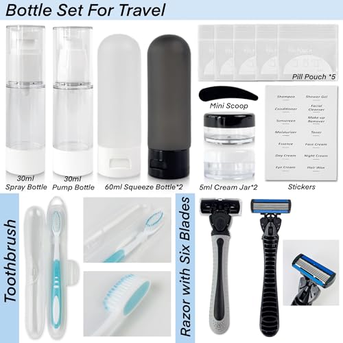 Travel Kit For Wedding And Honeymoon Emergency 32 Essential Items All In One Personal Care Set Toiletry Kit For Couples (Black)