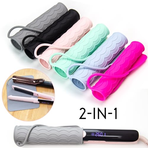 ANGENIL Silicone Heat Mat for Hair Tools - Flat Iron and Curling Iron Mat Heat Resistant for Counter, Heat-Resistant Flat Iron Travel Essentials Case, Vanity Organizer, Grey, Normal Size 9" x 6.5"