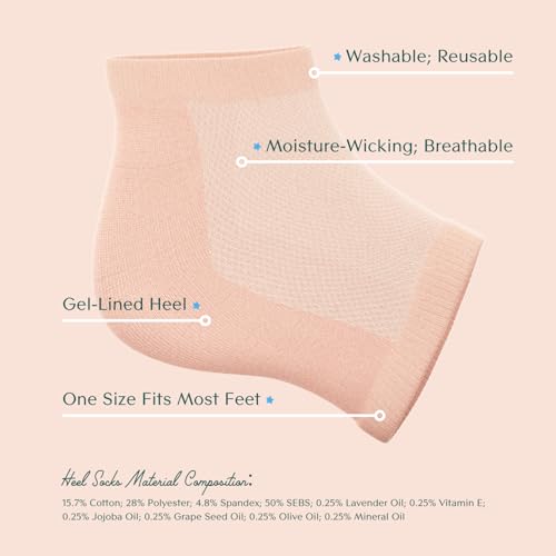 Bare August Moisturizing Heel-Repair Gel Socks ? Overnight Spa Sleep Socks for Dry, Cracked Heels & Soft Feet