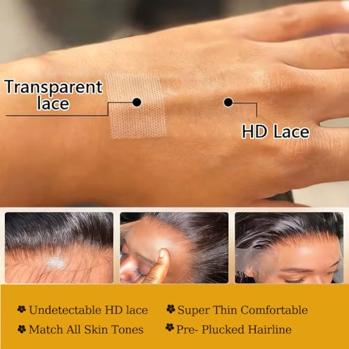 Straight Wigs Human Hair 13x6 Lace Front Wigs Human Hair Straight Wig Pre Plucked 200 Density HD Transparent Lace Frontal Glueless Wigs for Women Replacement Wigs (28 Inch)