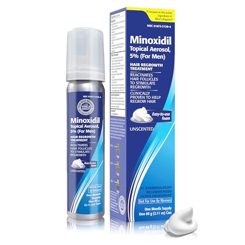 Taro Minoxidil for Men, 2.11 Oz (1 Month Supply) Clinically Proven to Regrow Hair, Topical Aerosol Foam 5%, Hair Thinning Treatment