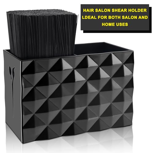 NICEMOVIC Barber Scissors Holder Box, Barber Accessories Barber Supplies, Professional Salon Hairdressing Scissors Rack Holder Storage Organizer for Hairstyling Combs Clips Brushes (Black)