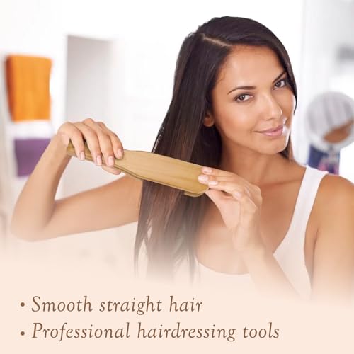 Double Sided Bristle Hair Brush, Clamp Hair Brush Use for Smoothing and Straight Hair Styles, Wooden Hair Straightening Brush