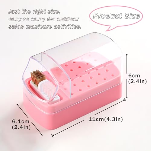 Nail Bit Holder & Nail Drill Bit Cleaner 2 in 1, 30 Holes Nail Drill Holder Organizer Nail Bit Brush Cleaner Drill Bit Holder for Nails Dustproof Stand Displayer Storage Box Tools