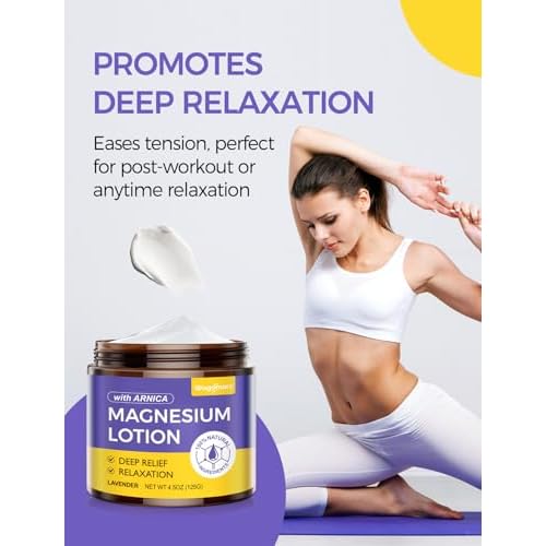 Natural Magnesium Lotion for Sleep & Pain Relief - Soothing Topical Magnesium Cream with Arnica, Shea Butter & Coconut Oil - Muscle Relaxation, Calming & Hydrating - Safe for Kids