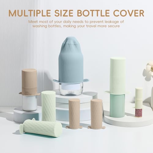 Bottle Covers for Travel, Leak Proof Elastic Sleeves, Travel Size Container Covers, Holiday Essentials for Women, Multiple Sizes Cover Suit for Various liquids Toiletries Bottles (8pcs)