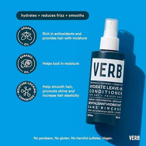 VERB Hydrate Leave-In Conditioner, 6.5 fl oz ? Nourish Dry + Frizzy Hair - Smooth + Detangle - Amber + Warm Jasmine Scent