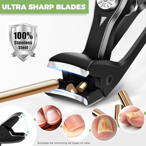 Toenail Clippers for Thick Toenails for Seniors, Angled Head Large Toe Nail Clippers for Men, Heavy Duty Nail Clippers with Wide Jaw Opening, Fingernail Clipper Nail Cutter with Long Handle