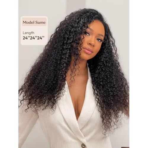 UNICE Human Hair Bundles Curly 16 18 20 inch 100% Unprocessed Brazilian Virgin Weave 3 Bundle Real Natural Black Human Hair Extensions 1B Natural Black Color for Women
