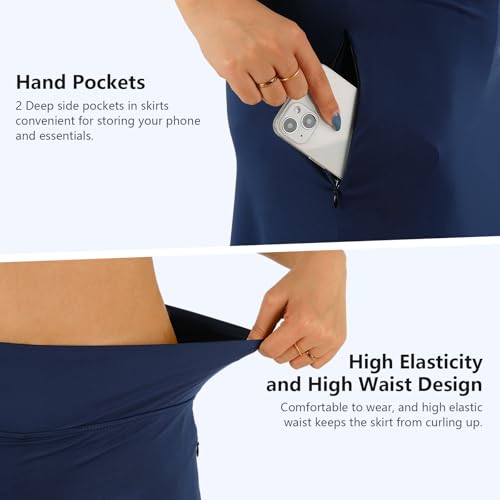 Womens Skorts Modest Knee Length Skirts Athletic Midi Active Running Skirt
