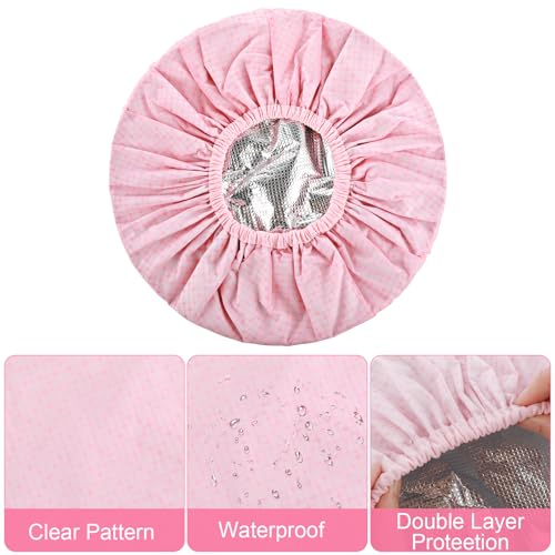 2 Pcs Pink Series Deep Conditioning Hot Oil Hair Treatment Caps - Waterproof, Double Layer, Reusable Shower & Steam Caps