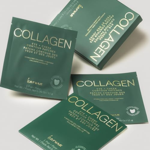Karuna Skin - Collagen Hydrogel Eye & Cheek Mask, 2-Piece Hydrating & Rejuvenating Patches, Age-Defying, Deeply Moisturizing, Targets Fine Lines & Puffiness, 4 Pack