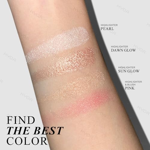 KYDA Highlighter Contour Palette Kit, Glossy Face Illuminator & Natural Matte Contour Bronzer, Lasting Glow Face Sculpting Contouring Makeup, Blendable Formula, Sun Glow & Taupe