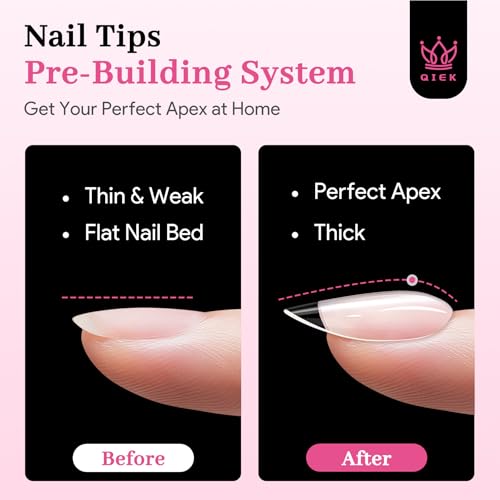 Short Almond Pre-Building Nail Tips, 15 Sizes 240 PCS Pre-shaped Apex Clear Soft Press On Fake Nail Half Matte Gel Nail Extensions Strong Thick Acrylic Tip for DIY Beginners & Salon Manicure