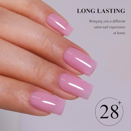 Imtiti Gel Nail Polish, Sheer Jelly Baby Pink Color UV/LED Soak Off Gel Polish for DIY Nail Art Manicure and Pedicure at Home (0.34 Fl Oz-970)