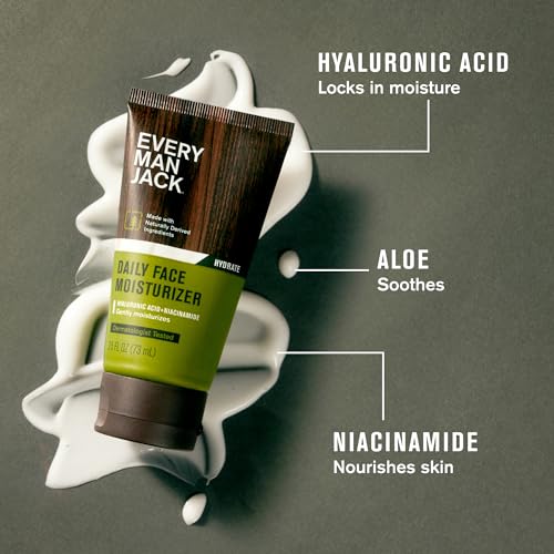 Every Man Jack Daily Skin Care Set -Three Full-Size, Fragrance Free Skin Care Essentials For a Complete Routine - Face Wash, Face Lotion, Acne Spot Treatment