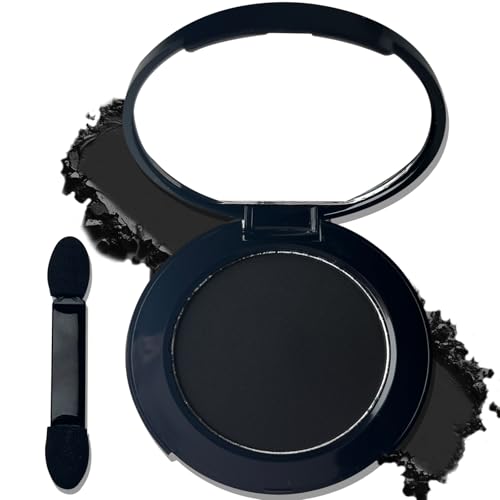 MEICOLY Black Eye Shadow with Mirror,Matte Single Eyeshadow for Halloween Elphaba Makeup,Pressed Powder Eyeshadow Makeup,Matte Shade Eyelid Color Eye Makeup for Women,High Pigment,Long Wear,Waterproof