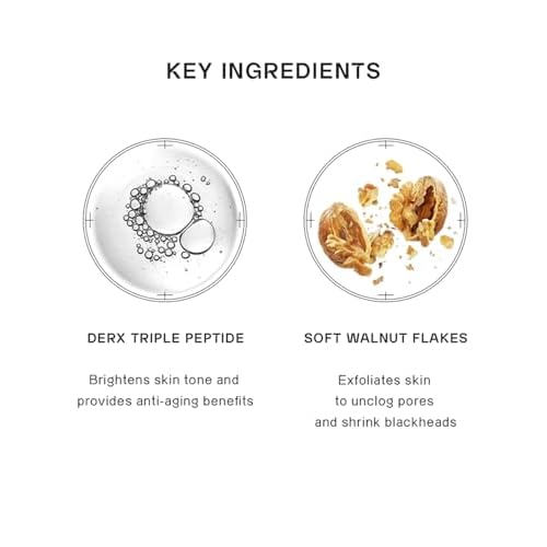 Oganacell DERX Revitalizing Facial Cleanser with Peptides & Walnut Microbeads - Gentle Exfoliating Gel To Foam for all Skin, Korean Clinic-Developed (120ml/4.05 fl.oz.)
