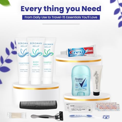 Trektote Bulk Hygiene Kit For Men ? (5 Pack) 12 Piece Set Of Travel Size Toiletries, TSA Compliant, Bulk Travel Essentials, Includes Shampoo And Conditioner, Body Wash, Toiletry Bag & More