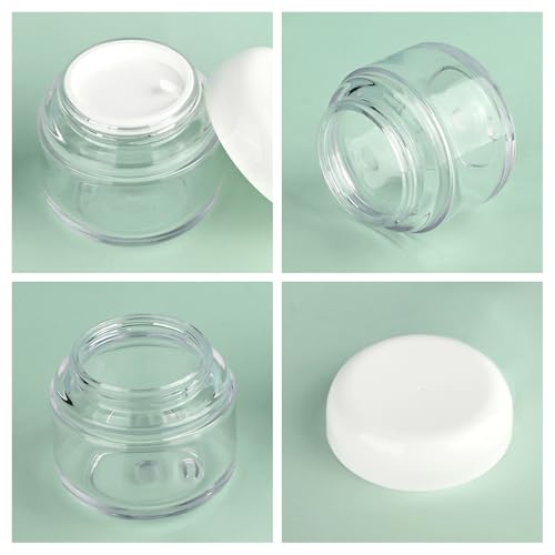 Travel Size Containers for Toiletries, 1 OZ BPA Free, TSA Approved Cosmetic Jars for Face Hand Body Creams Lotions, with Waterproof Labels and 2 Mini Spatulas for Gift (4 Pack)