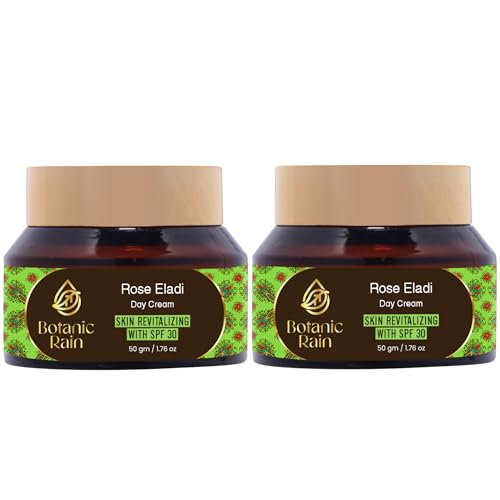 Natural Face Moisturizer With SPF 30 With Rose And Eladi, Organic Sunscreen For Face, Ayurveda Products For Crepey Skin Repair, 1.76 fl oz (Pack of 2)