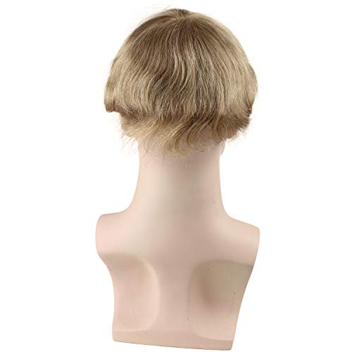 Men's Toupee 10x8inch European Human Hair Swiss Mono Lace Thin Skin Hairpiece Hair Replacement System for Men #21 Ash Blonde Color