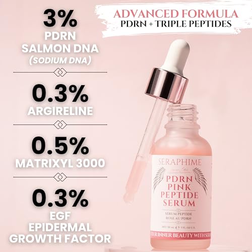 PDRN Pink Peptide Serum with Salmon DNA, EGF, Argireline & Matrixyl 3000 ? Pink PDRN Serum Skin Care for Glowing Skin ? Anti-Aging, Hydrating, Brightening Skincare with Argireline Peptide Matrixyl