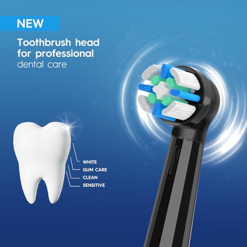 12 Pack Replacement Heads with Medium Soft Bristles Compatible with Oral b IO 2/3/4/5/6/7/8/9/10 Series Electric Toothbrush, IO Brush Heads Compatible with Oral b (Black/White)