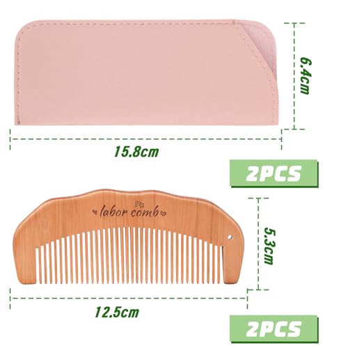 FEBSNOW Birthing Comb, 2 Pack Natural Wooden Labor Combs for Pain Relief Birthing Comb for Pregnant Women's Delivery Gifts