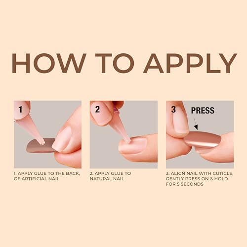 KISS Bare but Better, Press On Nails, Nail glue included, 'Embrace It', Light Nude, Medium Size, Coffin Shape, Includes 28 Nails, 2G Glue, 1 Manicure Stick, 1 Mini File