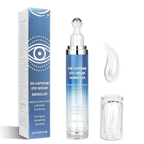 5% Caffeine & Retinol Eye Cream with 360¡Æ Roller ? Hydrating & Anti-Aging Formula for Fine Lines, Puffiness, Dark Circles & Bags ? Moisturizing Treatment Serum for Women & Men