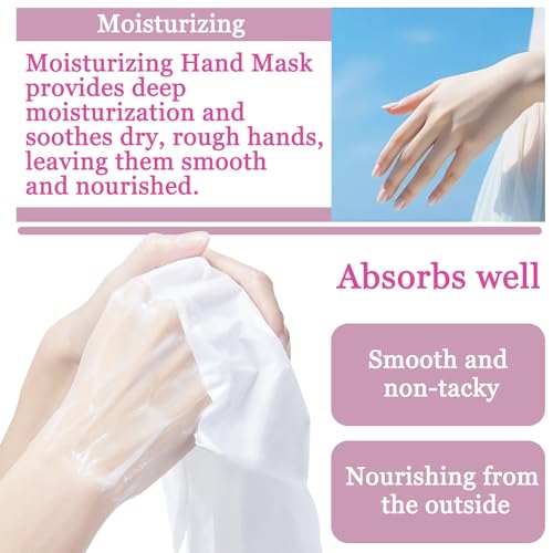 Hydrating Hand Masks, 6PCS Hand Mask Moisturizing Gloves for Men Women, Smooth Long Lasting Soft Exfoliating Hand Peeling Spa Mask Moisturizer Beauty Gift Set for Dry Cracked Rough Dull Hands£¨A)