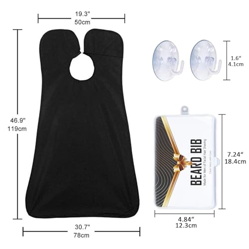 Beard Bib Apron, Beard Trimming Catcher for Men Shaving Hair Clippings Non-Stick Waterproof Grooming Cloth