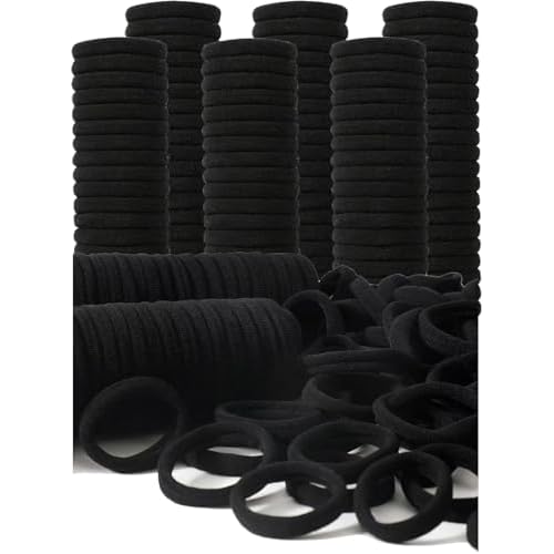 200PCS Black Hair Ties for Women & Girls Men Kids Toddler - Seamless, Thick, No Damage Elastic Hair Bands for Ponytails, Workouts, and Daily Use, Soft Seamless Nylon Hair Ties For Thick & Curly Hair.