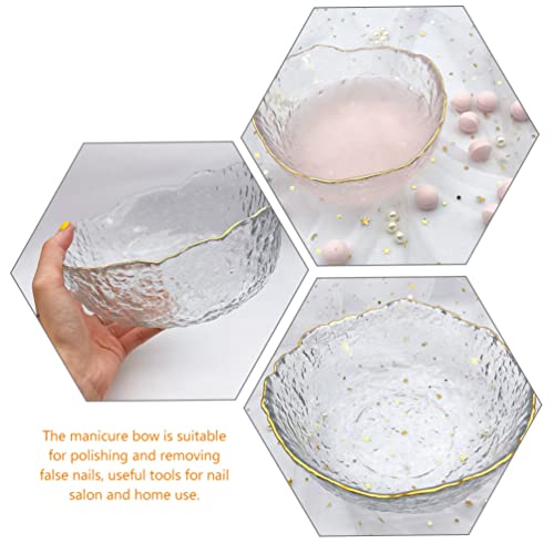 Pedicure Bowl 1Pcs Glass Nail Soaking Bowl Nail Art Remover Soak Soaker Manicure Soaking Bowl Nail Salon Bath Bowl for Fingernail Toenail Caring Polish Removal Manicure Bowl